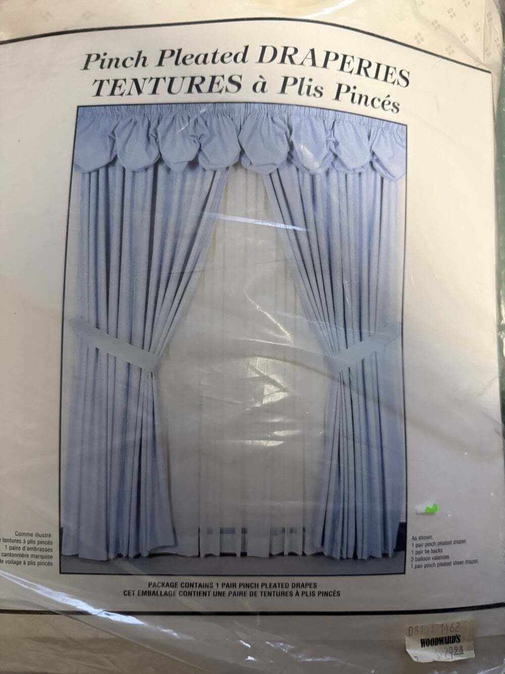 Vtg Pinch Pleated Draperies Bubble Valance Ivory Elegance Lining  NOS Woodwards